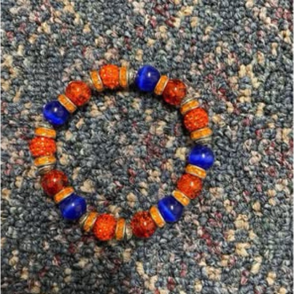 Preloved unbranded Orange and Blue Beaded Bracelet